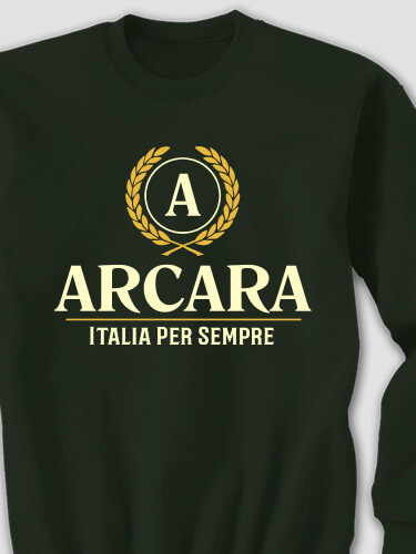 Italian Monogram Forest Green Adult Sweatshirt
