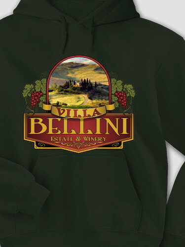 Italian Villa Forest Green Adult Hooded Sweatshirt