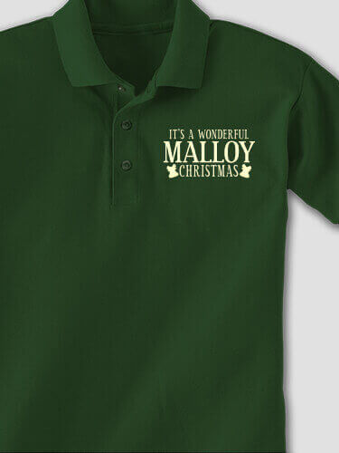 It's A Wonderful Christmas Forest Green Embroidered Polo Shirt