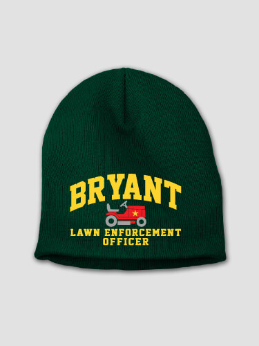 Lawn Enforcement Forest Green Embroidered Beanie
