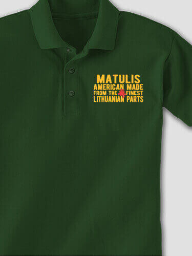 Lithuanian Parts Forest Green Embroidered Polo Shirt