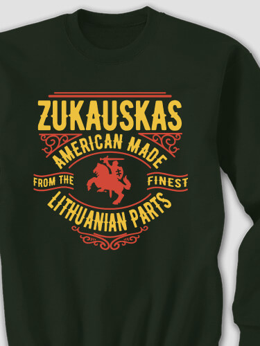Lithuanian Parts Forest Green Adult Sweatshirt