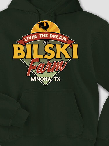 Livin' The Dream Farm Forest Green Adult Hooded Sweatshirt