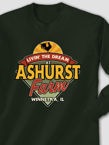 Livin' The Dream Farm Forest Green Adult Long Sleeve