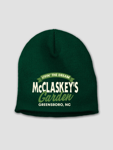 Livin' The Dream Garden Forest Green Embroidered Beanie