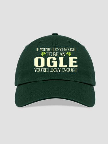 Lucky Enough Forest Green Embroidered Hat