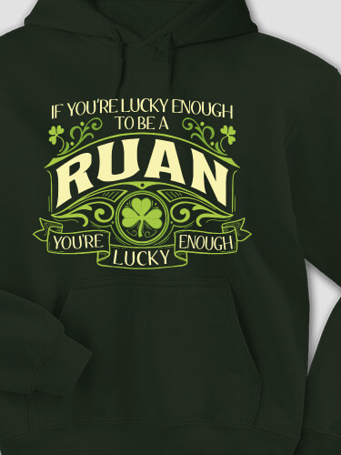 Lucky Enough Forest Green Adult Hooded Sweatshirt