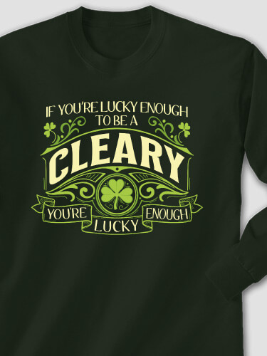 Lucky Enough Forest Green Adult Long Sleeve