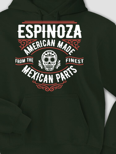 Mexican Parts Forest Green Adult Hooded Sweatshirt