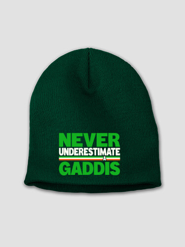 Never Underestimate Irish Forest Green Embroidered Beanie