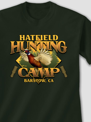 Pheasant Hunting Camp Forest Green Adult T-Shirt