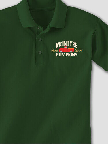 Pumpkins Forest Green Embroidered Polo Shirt