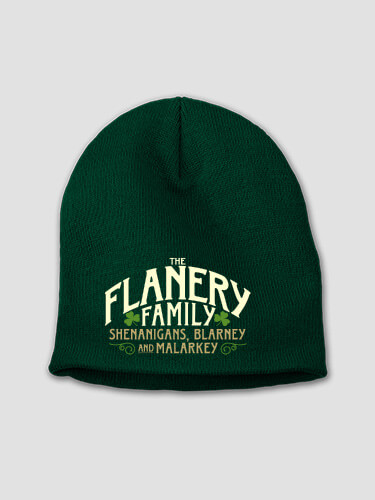 Shenanigans Family Forest Green Embroidered Beanie
