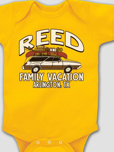 Retro Family Vacation Gold Baby Bodysuit