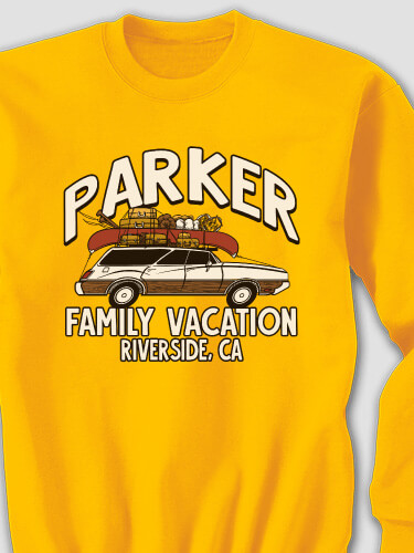 Retro Family Vacation Gold Adult Sweatshirt