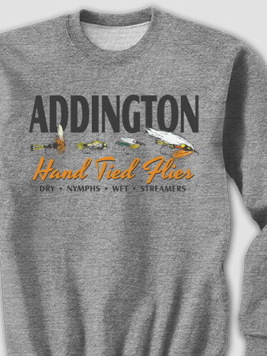 Hand Tied Flies Graphite Heather Adult Sweatshirt