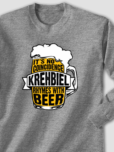 Rhymes With Beer Graphite Heather Adult Long Sleeve
