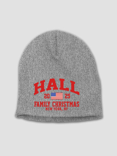 American Christmas Varsity Heather Grey Embroidered Beanie