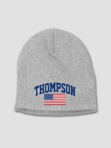 American Varsity Heather Grey Embroidered Beanie