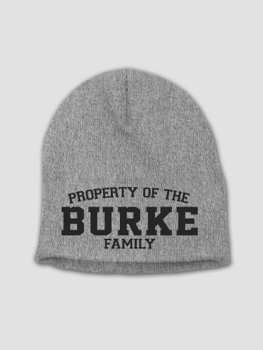 Property of Family Heather Grey Embroidered Beanie