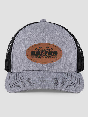 Racing Team Heathered Grey/Black Structured Trucker Hat with Patch