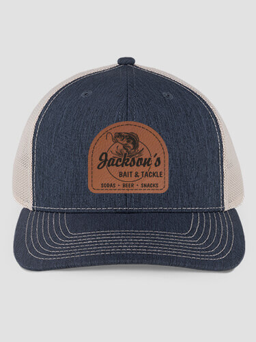 Bait and Tackle Heathered Navy/Khaki Structured Trucker Hat with Patch
