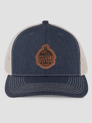 Beer Barn Heathered Navy/Khaki Structured Trucker Hat with Patch