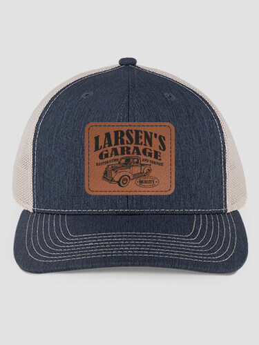 Classic Garage Heathered Navy/Khaki Structured Trucker Hat with Patch