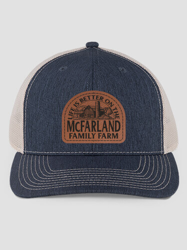 Life Is Better Farm Heathered Navy/Khaki Structured Trucker Hat with Patch