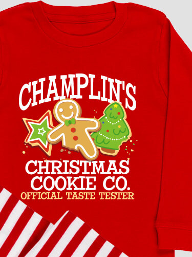 Christmas Cookie Tester Holiday Red/Red-White Stripe Kids Matching Family Pajamas