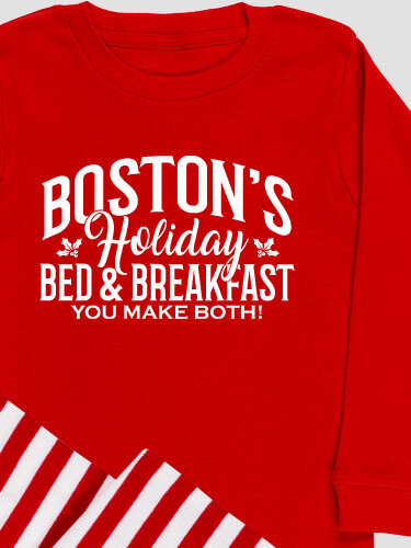 Holiday Bed And Breakfast Holiday Red/Red-White Stripe Kids Matching Family Pajamas