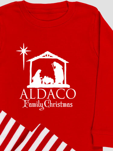 Nativity Holiday Red/Red-White Stripe Kids Matching Family Pajamas