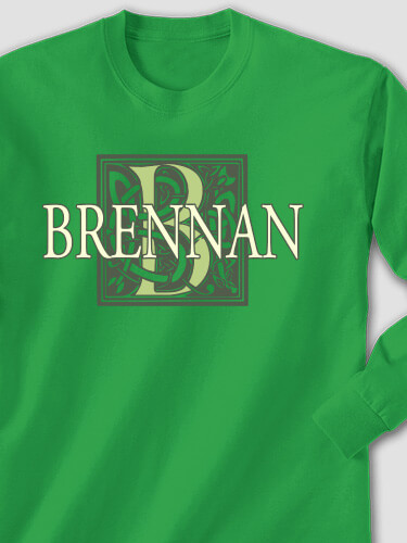 Celtic Monogram Irish Green Adult Long Sleeve