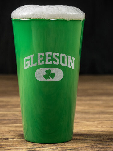 Irish Varsity Irish Green Green Pint Glass - Engraved (single)