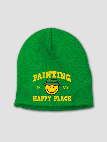 Happy Place Kelly Green Embroidered Beanie