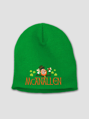 Leprechaun Kelly Green Embroidered Beanie