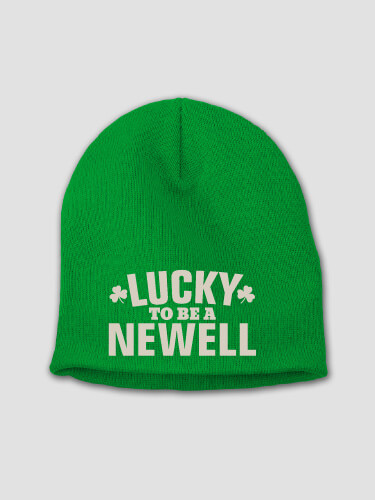 Lucky To Be Kelly Green Embroidered Beanie