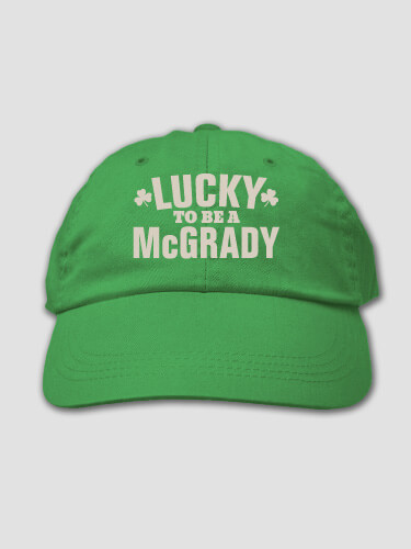 Lucky To Be Kelly Green Embroidered Hat