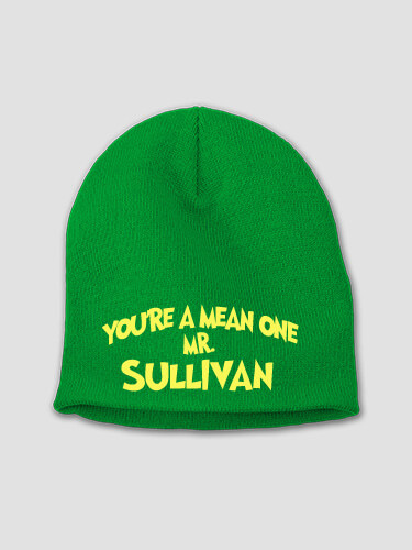 Mean One Kelly Green Embroidered Beanie