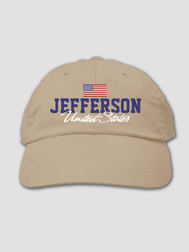 American Flag Khaki Embroidered Hat