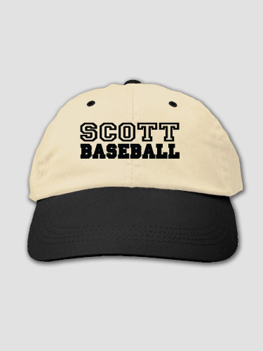 Baseball Khaki/Black Embroidered Hat