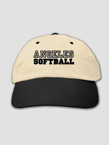 Softball Khaki/Black Embroidered Hat