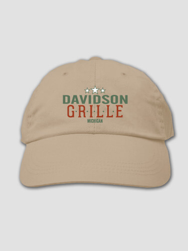 Grille Khaki Embroidered Hat