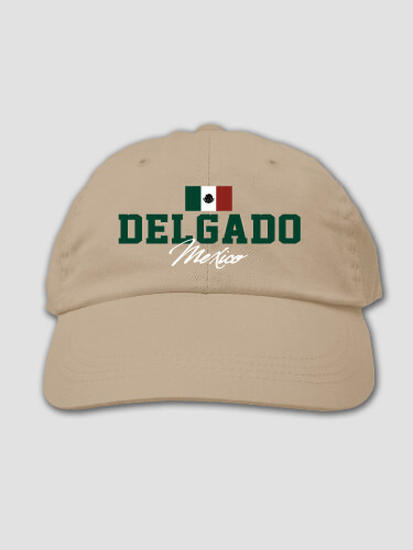 Mexican Flag Khaki Embroidered Hat