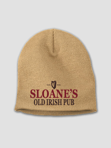 Old Irish Pub Khaki Embroidered Beanie