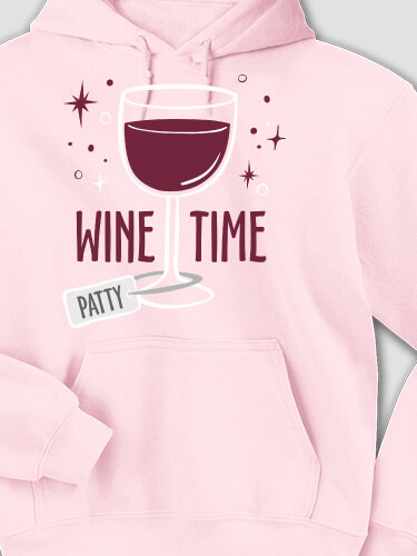Wine Time Light Pink Adult Hooded Sweatshirt