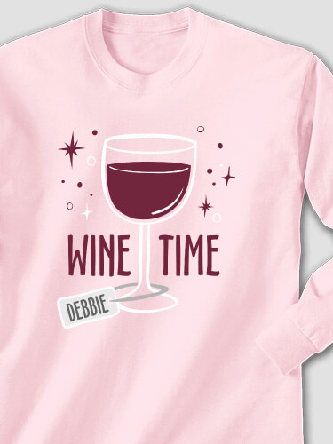 Wine Time Light Pink Adult Long Sleeve