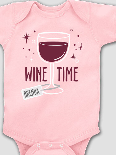 Wine Time Light Pink Baby Bodysuit