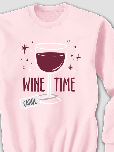 Wine Time Light Pink Adult Sweatshirt