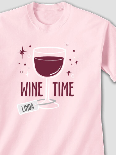 Wine Time Light Pink Adult T-Shirt